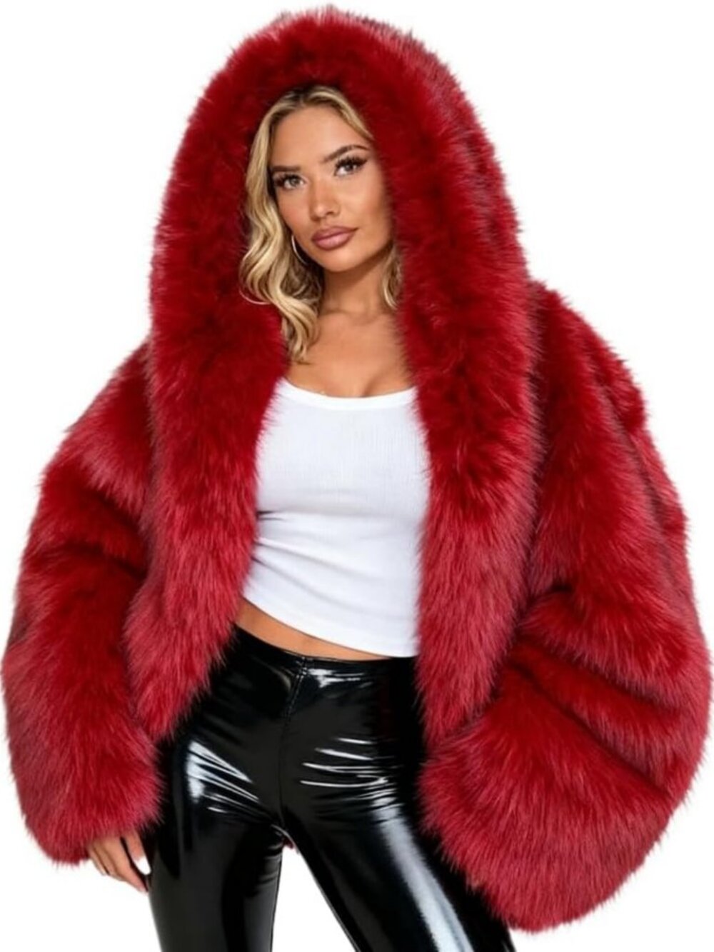 Cozy Faux Fur Coat with Hood | Casual Fluffy Winter Jacket for Women